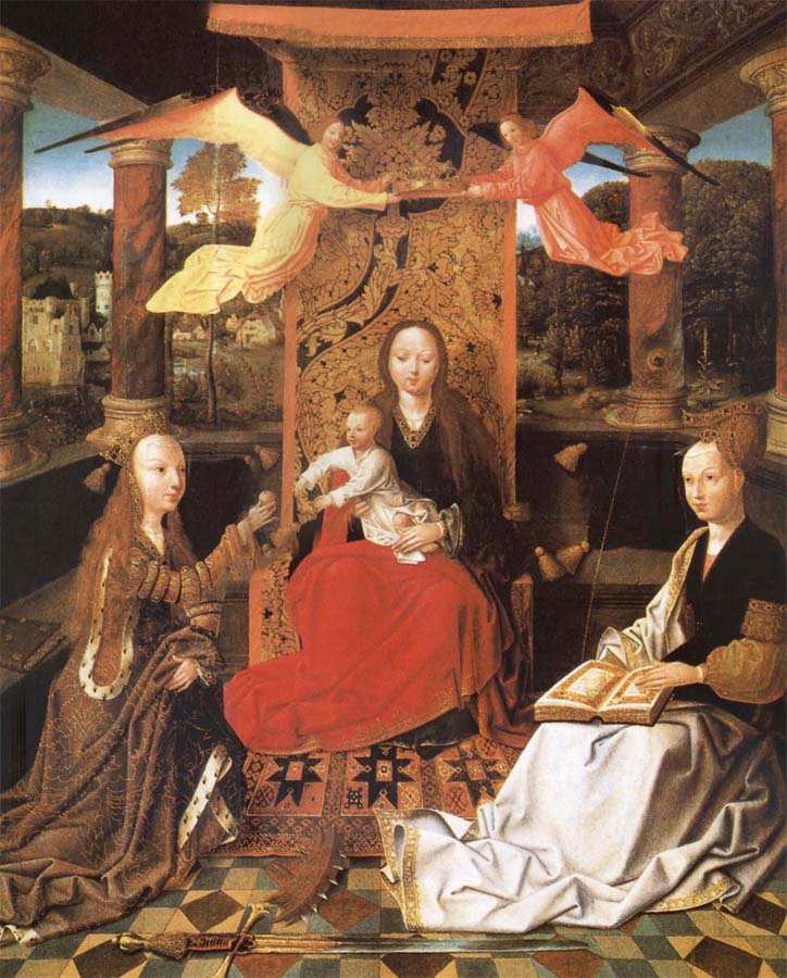 The Madonna and the Nino enthroned, with the holy Catalina and Barbara